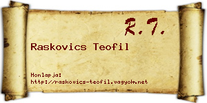 Raskovics Teofil névjegykártya